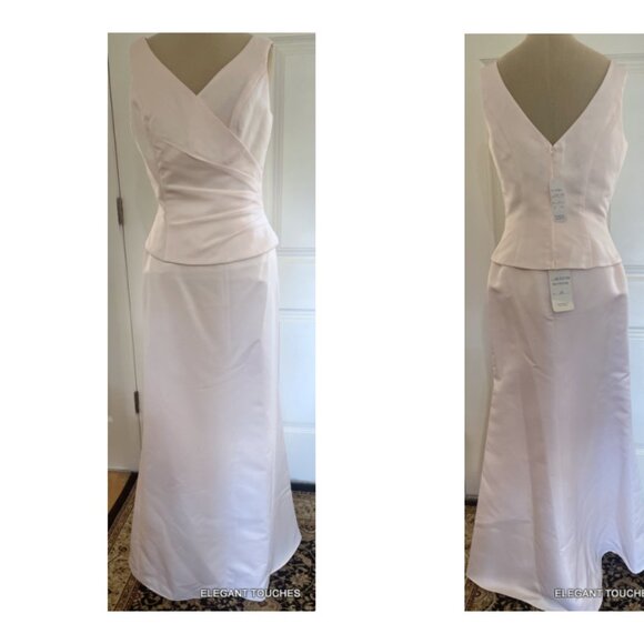 Eden Bridal Long Skirt Sleeveless Top M Light Pink Wedding Maxi Dress 2 pc Set - Picture 1 of 12
